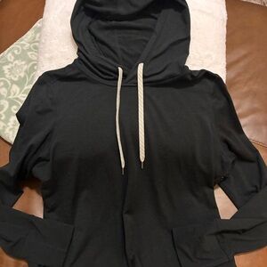 Vuori Black Hoodie with White Drawstrings